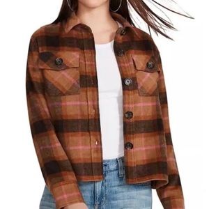 BB Dakota by Steve Madden Women's  Sz M Plaid Bottoms -Up Shirt Jacket Brown